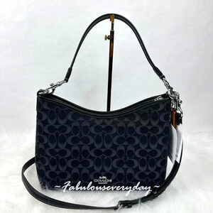 Coach Laurel Shoulder Bag Crossbody In Signature Denim/Silver/Black CDE44 NWT